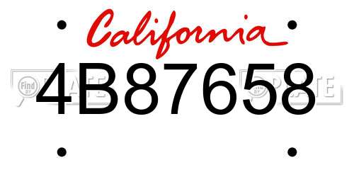 4B87658 California License Plate