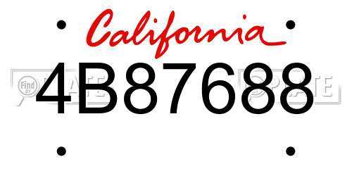 4B87688 California License Plate