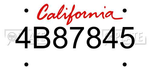 4B87845 California License Plate