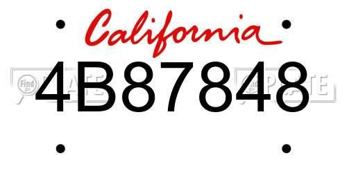 4B87848 California License Plate