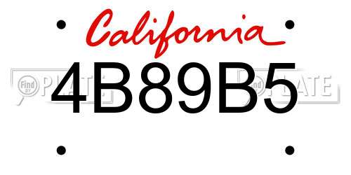 4B89B5 California License Plate