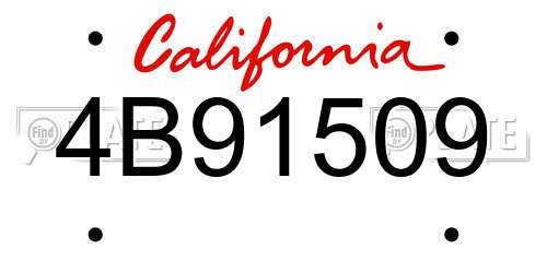 4B91509 California License Plate