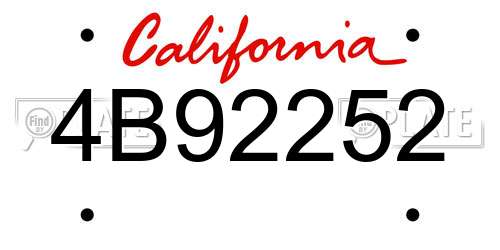 4B92252 California License Plate