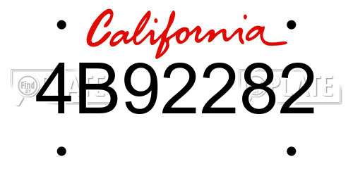 4B92282 California License Plate