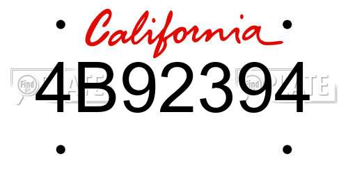 4B92394 California License Plate