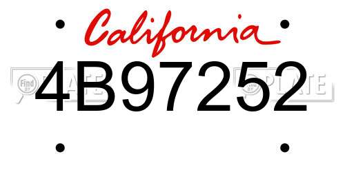 4B97252 California License Plate