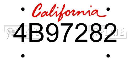 4B97282 California License Plate
