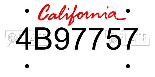 4B97757 California License Plate