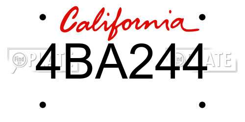 4BA244 California License Plate