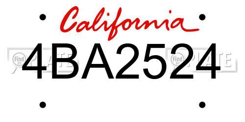 4BA2524 California License Plate