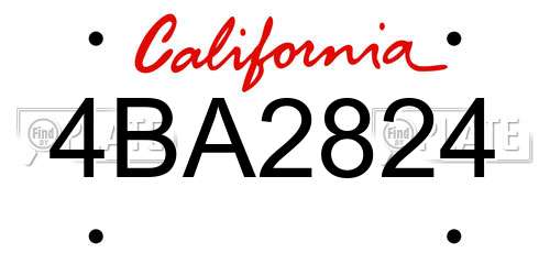 4BA2824 California License Plate