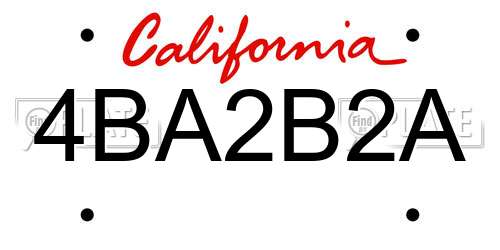 4BA2B2A California License Plate