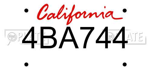 4BA744 California License Plate