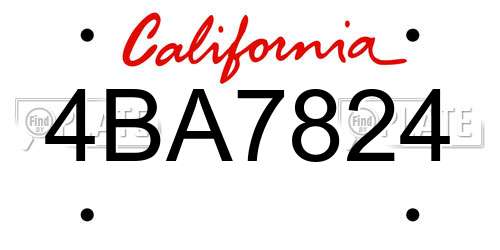 4BA7824 California License Plate