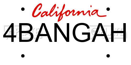 4BANGAH California License Plate