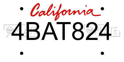 4BAT824 California License Plate