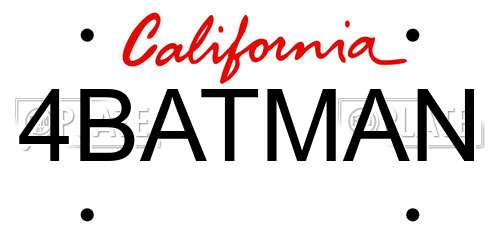 4BATMAN California License Plate