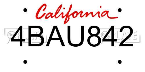 4BAU842 California License Plate