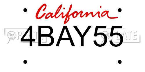 4BAY55 California License Plate