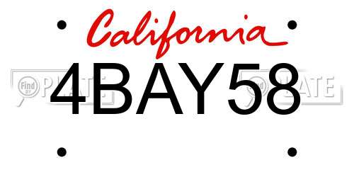 4BAY58 California License Plate
