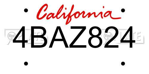 4BAZ824 California License Plate
