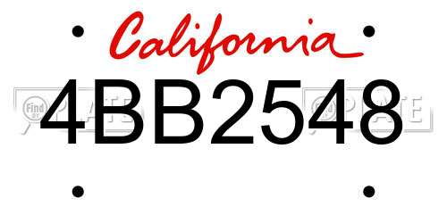 4BB2548 California License Plate