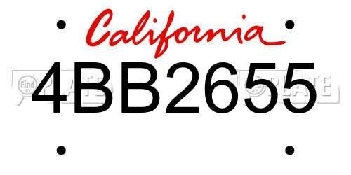 4BB2655 California License Plate