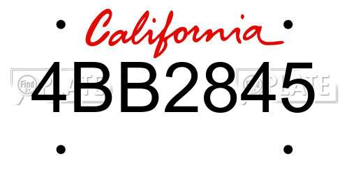 4BB2845 California License Plate