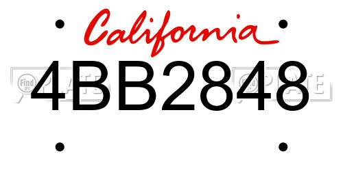 4BB2848 California License Plate