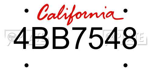 4BB7548 California License Plate