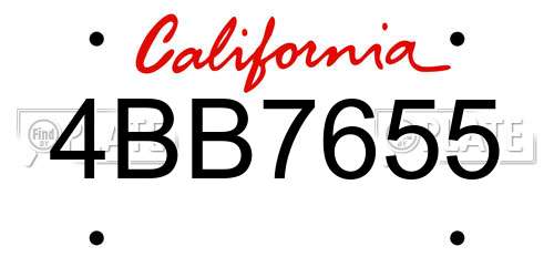 4BB7655 California License Plate