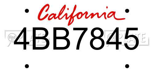 4BB7845 California License Plate