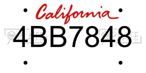4BB7848 California License Plate