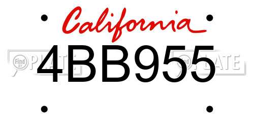 4BB955 California License Plate