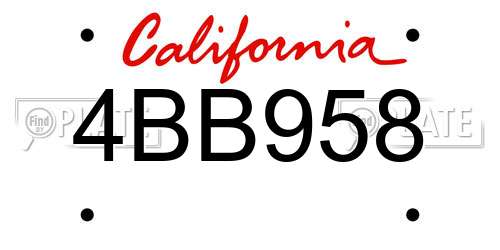 4BB958 California License Plate