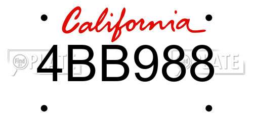 4BB988 California License Plate