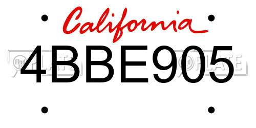 4BBE905 California License Plate