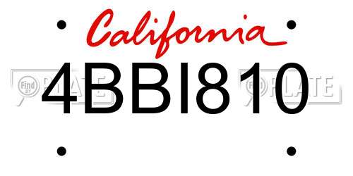 4BBI810 California License Plate
