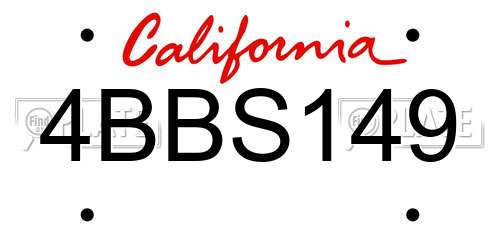 4BBS149 California License Plate