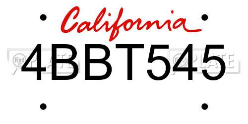 4BBT545 California License Plate