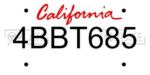 4BBT685 California License Plate