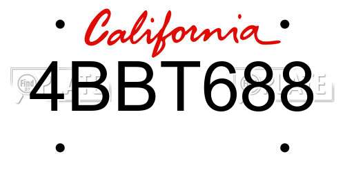 4BBT688 California License Plate