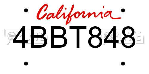 4BBT848 California License Plate