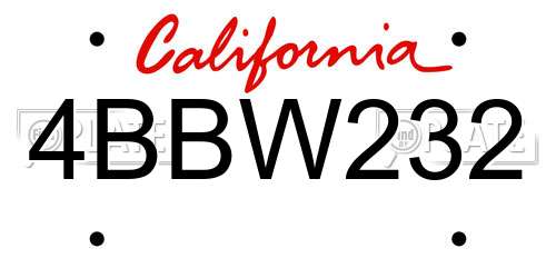 4BBW232 California License Plate