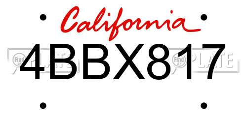 4BBX817 California License Plate