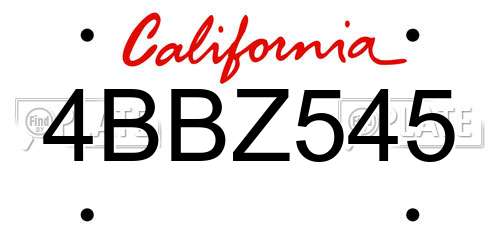 4BBZ545 California License Plate