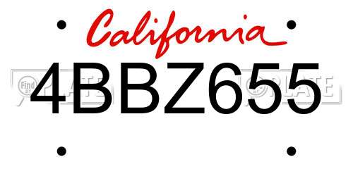 4BBZ655 California License Plate