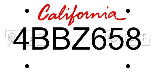 4BBZ658 California License Plate