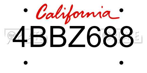 4BBZ688 California License Plate