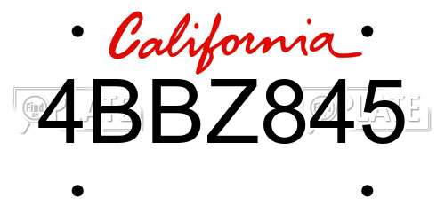 4BBZ845 California License Plate